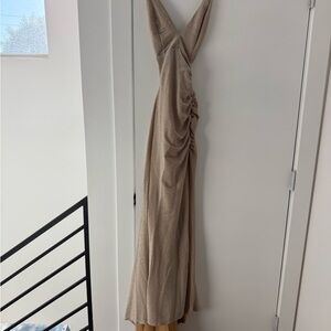 Gold Halter Backless Gown for Prom